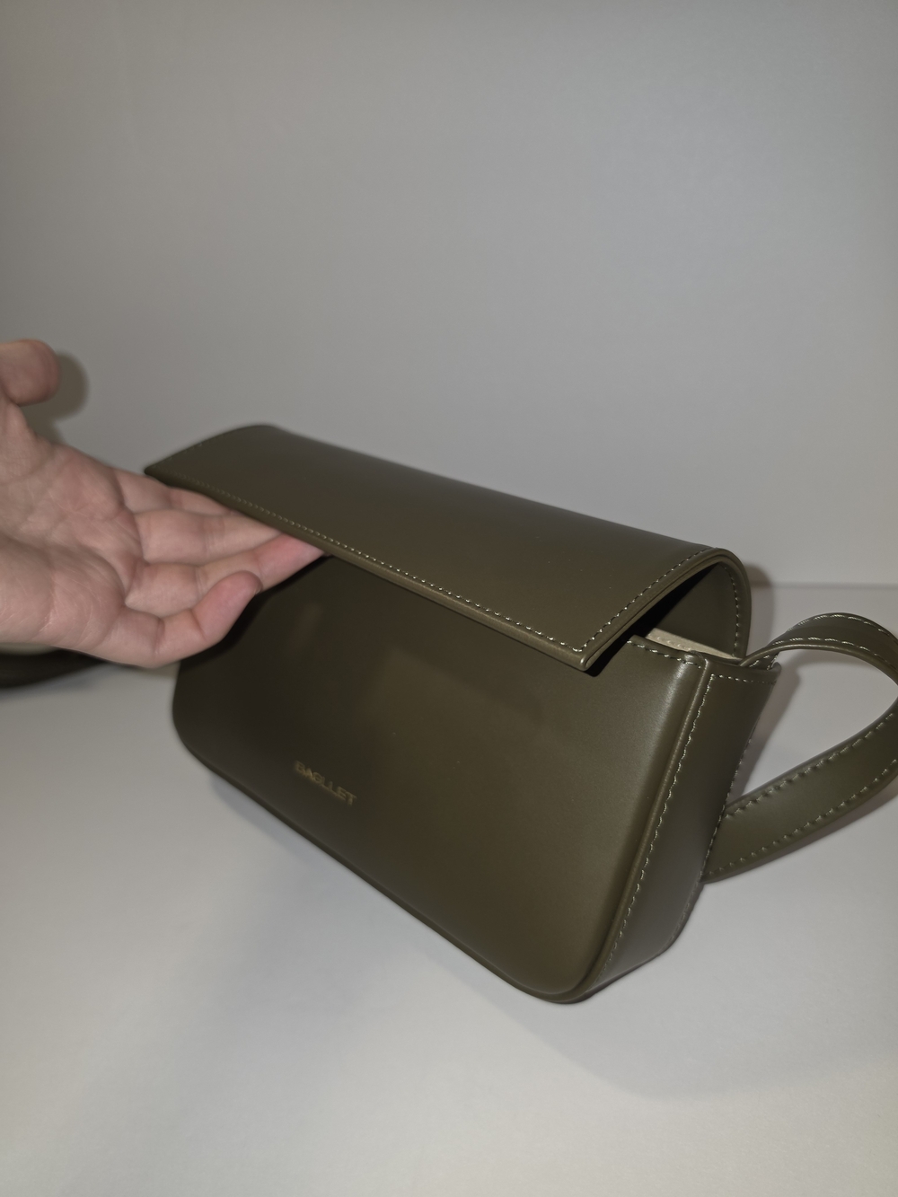 BAGLLET BG105 Olive Italian Leather Baguette Crossbody Bag - Picture 12 of 16